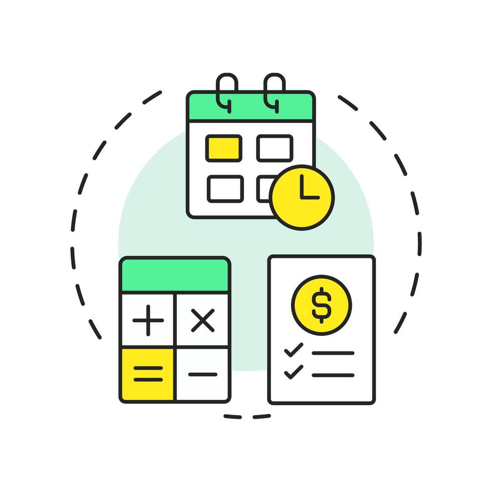 Days sales of inventory multi color concept icon. Financial metric of selling time. Resources management method. Round shape line illustration. Abstract idea. Graphic design. Easy to use in article vector