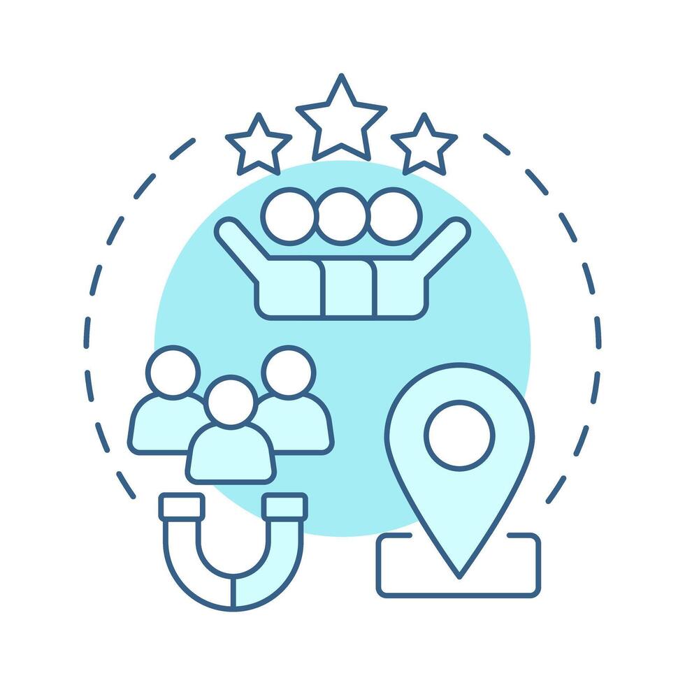 Local seo soft blue concept icon. Lead generation. Customer experience, rating. Round shape line illustration. Abstract idea. Graphic design. Easy to use in presentation, infographic vector