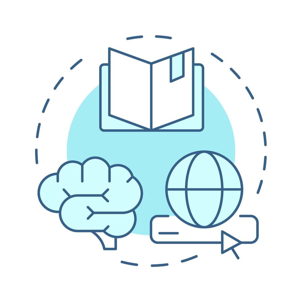 Informational soft blue concept icon. Search engine. Product information, knowledge. Round shape line illustration. Abstract idea. Graphic design. Easy to use in presentation, infographic vector