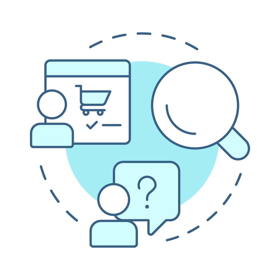 Commercial soft blue concept icon. Online business, ecommerce. Customer service. Round shape line illustration. Abstract idea. Graphic design. Easy to use in presentation, infographic vector