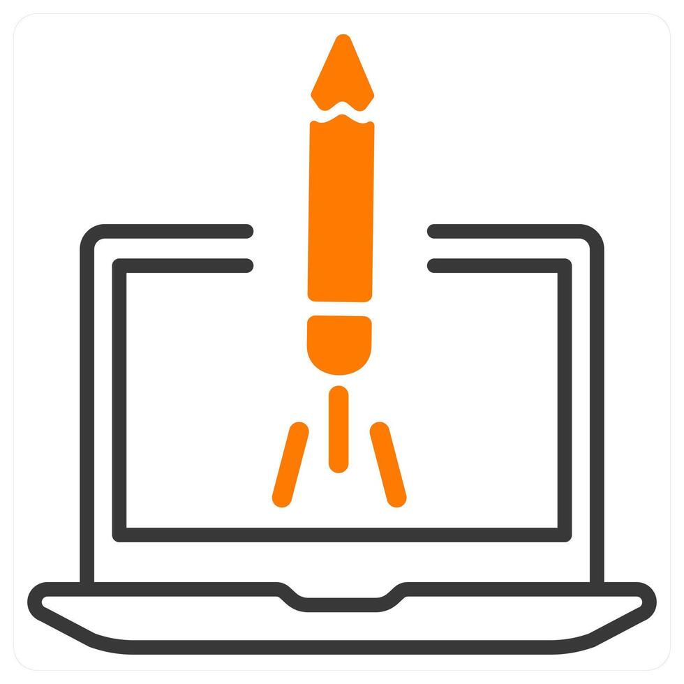 website launch and software icon concept in orange color vector