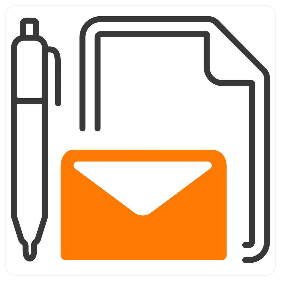 write document and copywirte icon concept in orange color vector