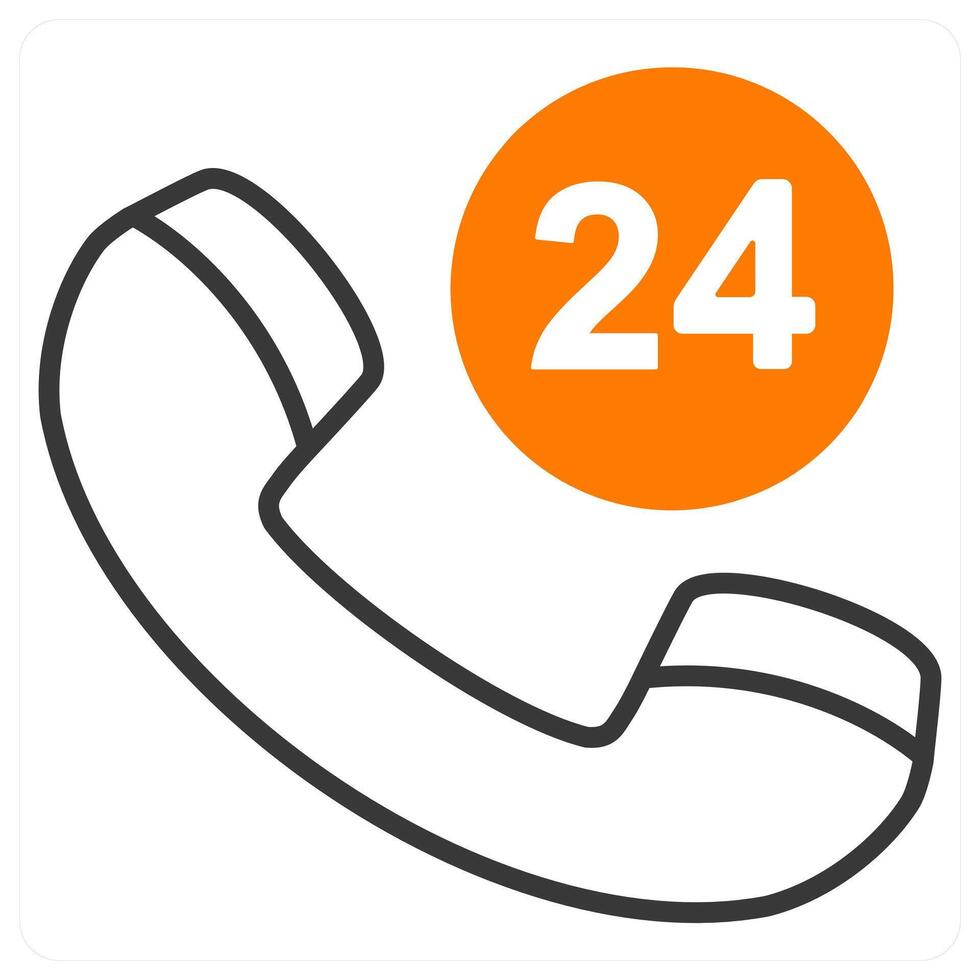 24x7 call and service icon concept in orange color vector