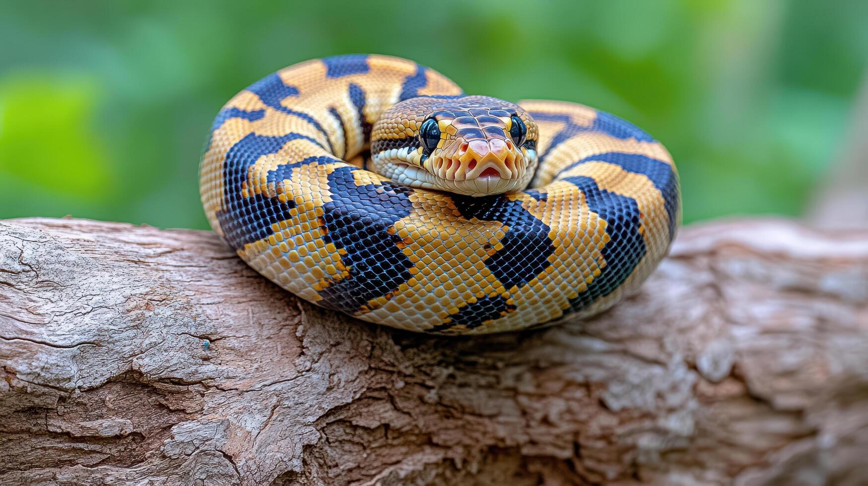 A snake is curled up on a branch photo