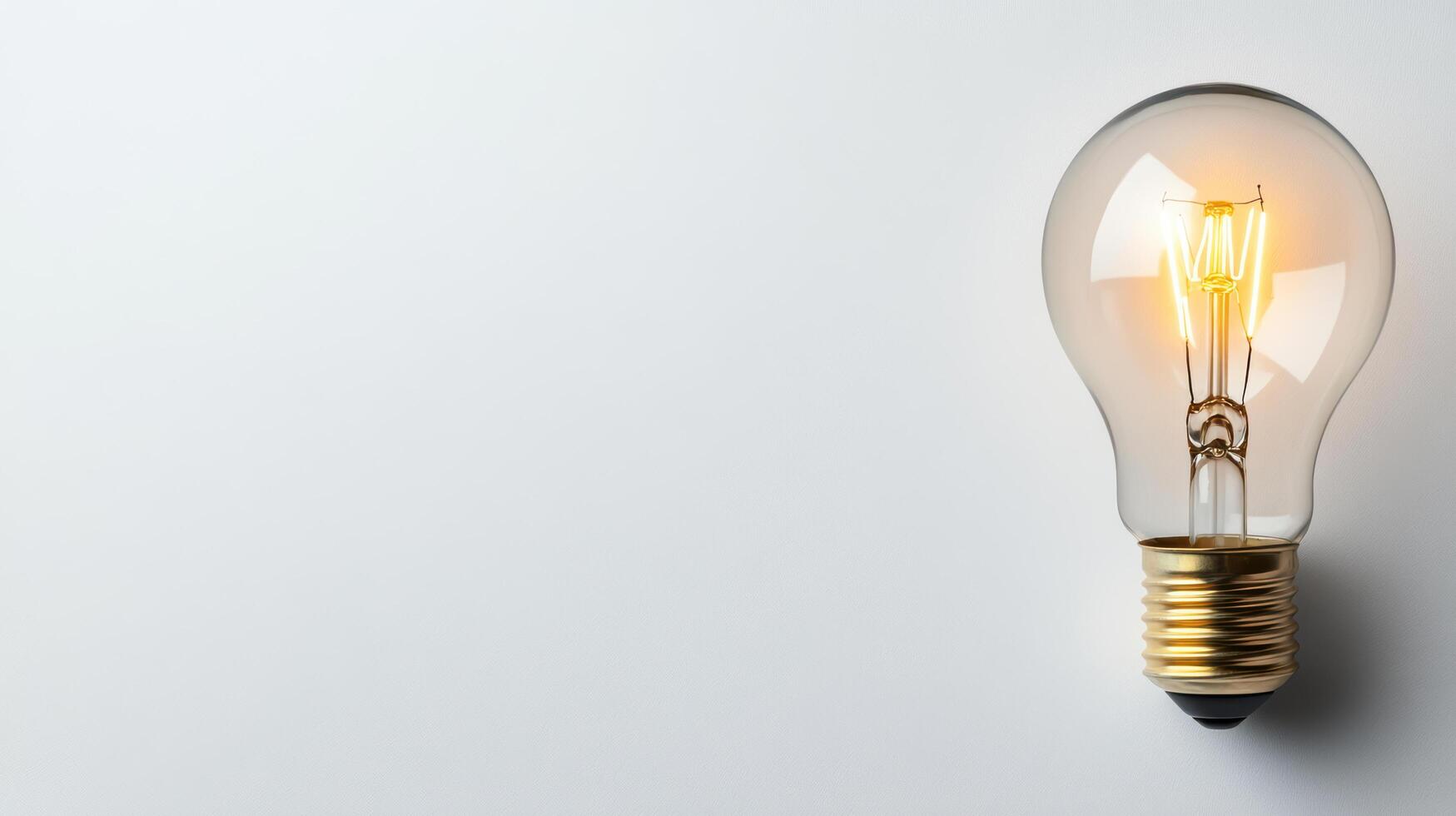 A light bulb is shown in front of a white background photo