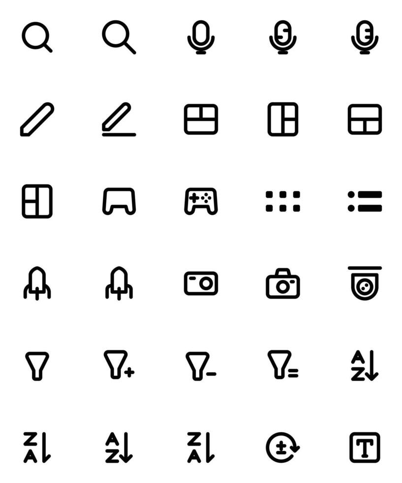 Random Line Inspired UI Icon Library With Consistent Compound Paths vector