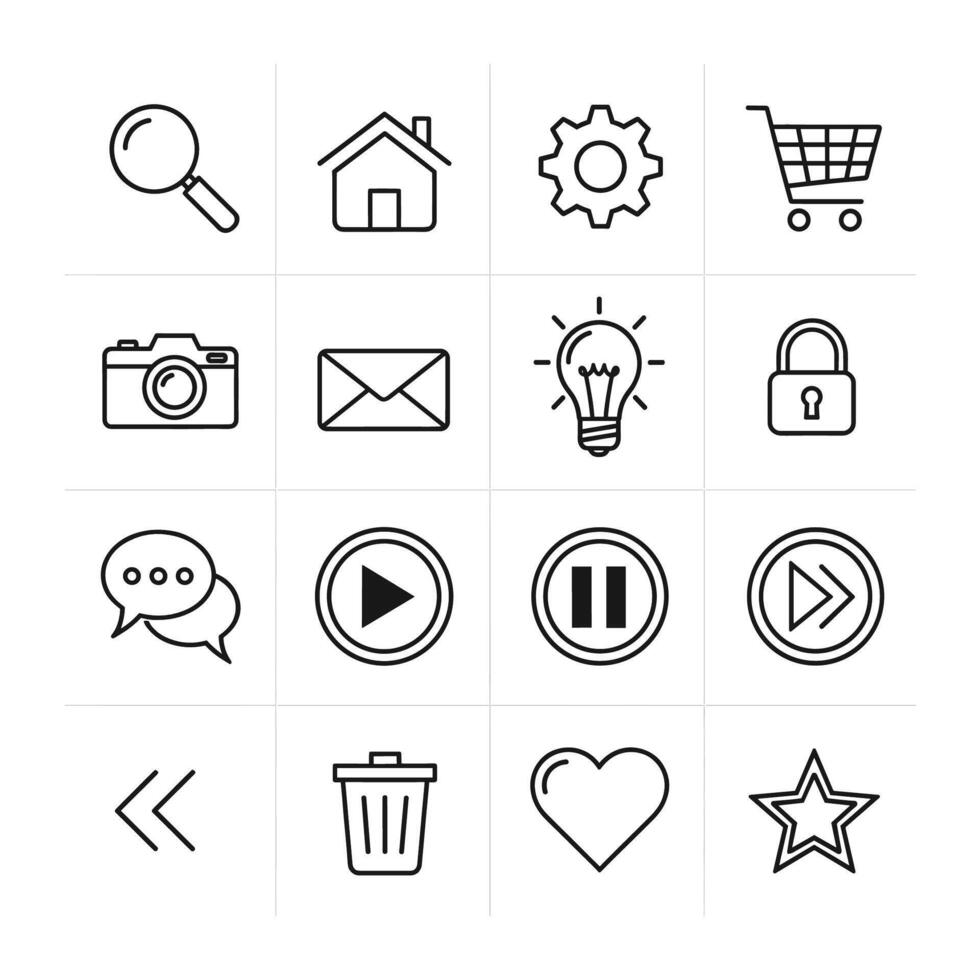 Minimalist Interface Icon Set for User Experience and Application Design vector
