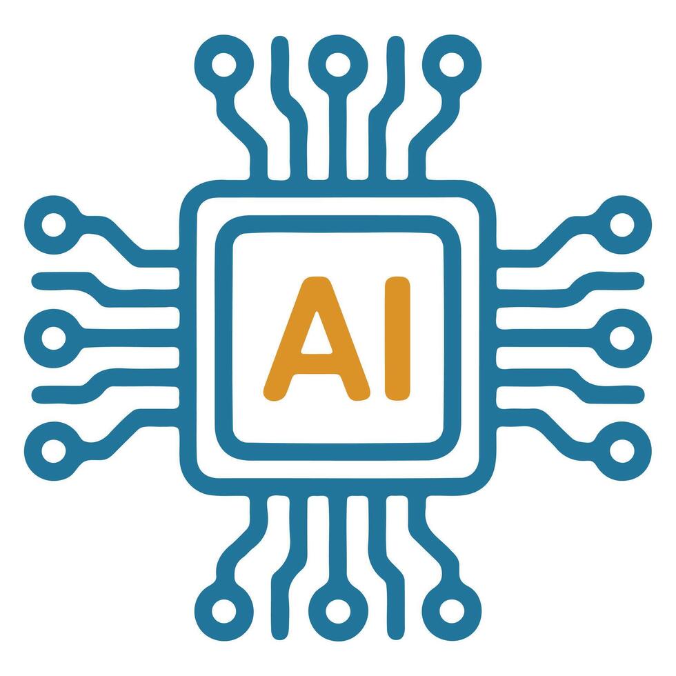 Advanced artificial intelligence chip with integrated circuitry and ai symbol design vector