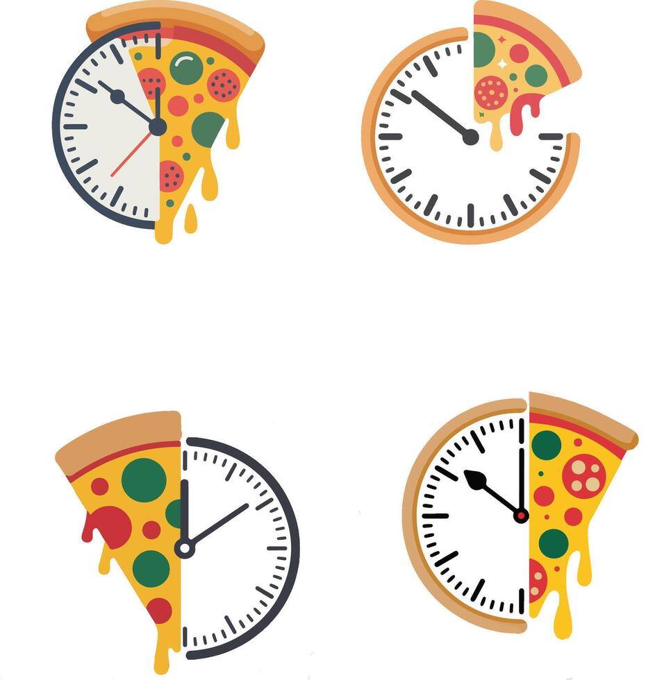 Set of clocks illustration showing different clock designs and styles vector