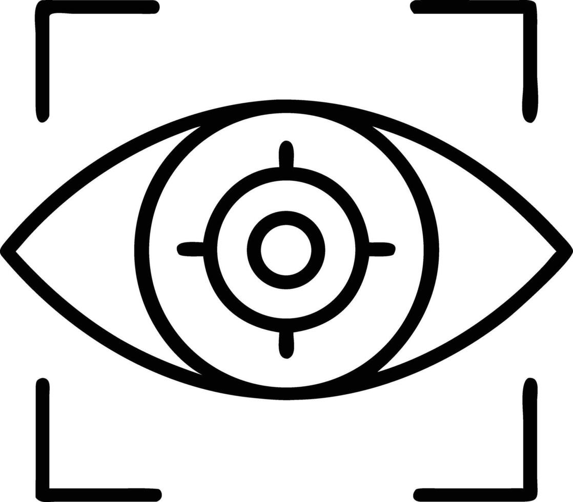 AI Biometric Eye Line Icon Outline art Symbol for Artificial Intelligence, Digital Security, Recognition, Technology Design vector