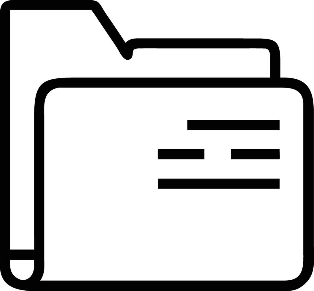 File Folder Line Icon Outline art Symbol for Documents, Data Storage, Office Files, Organization, Apps and Websites vector