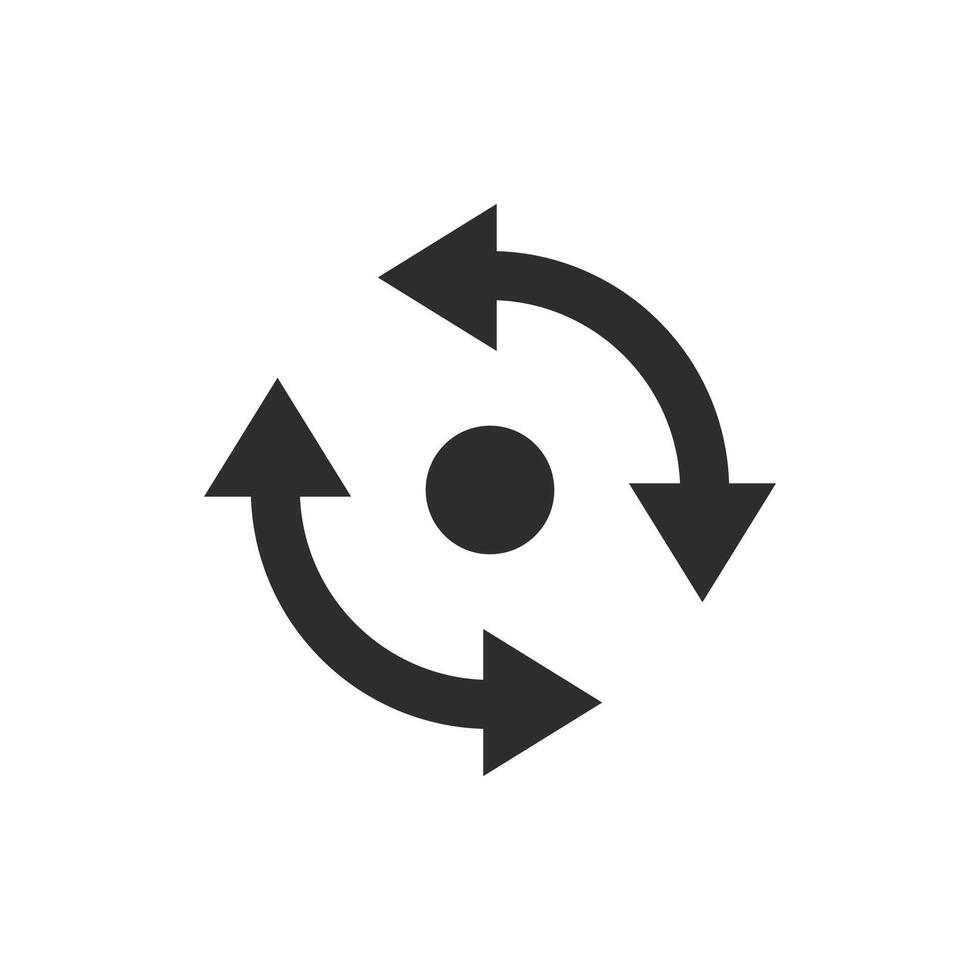 axis of rotation icon, down or up twist, arrows spin forward or back, flat symbol illustration vector