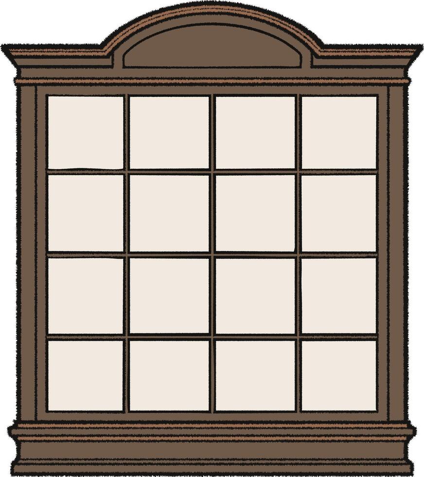 Arched window frame with grid panes architectural vector