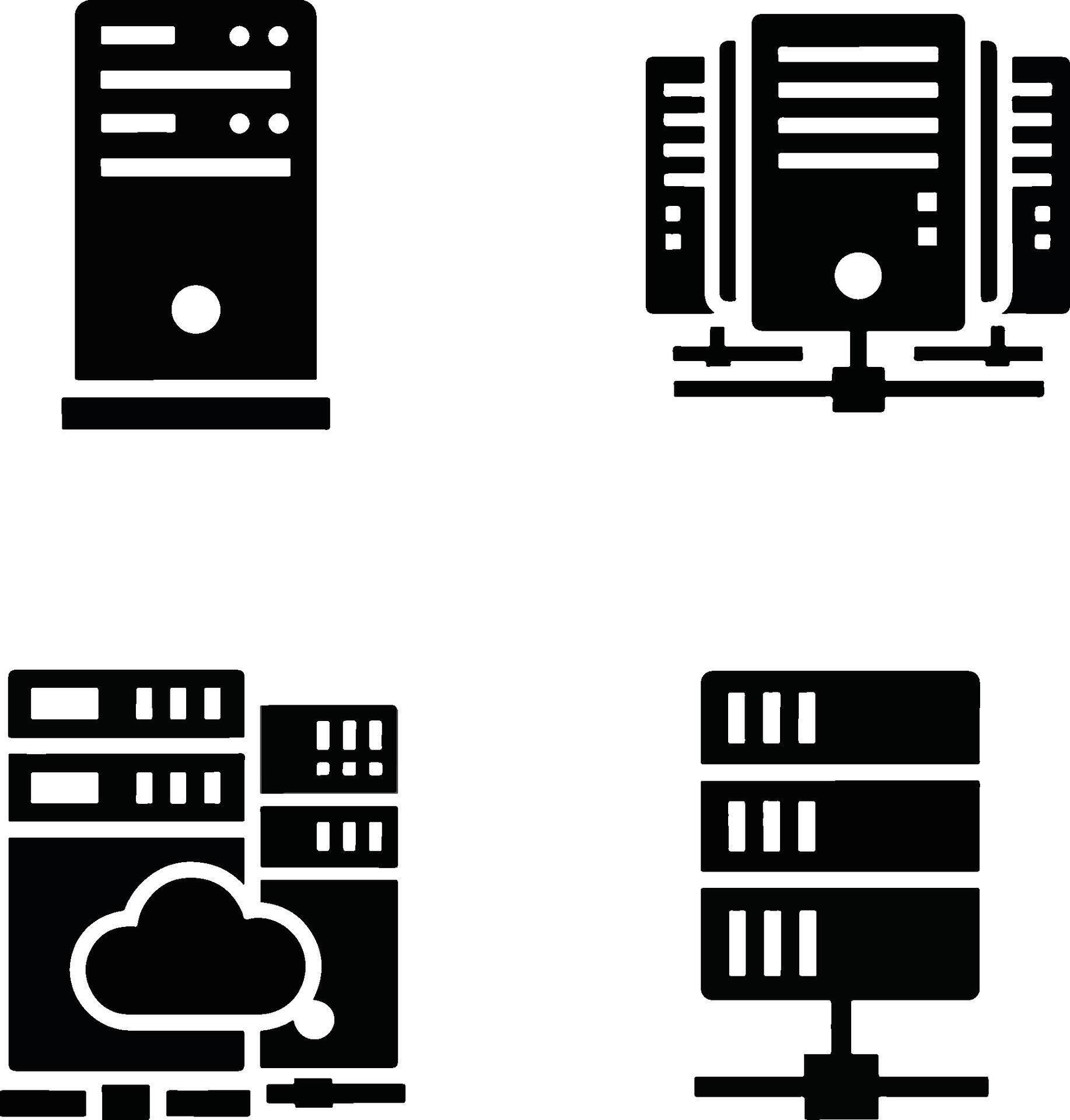 solid icon server data center network cloud computing icons set ...