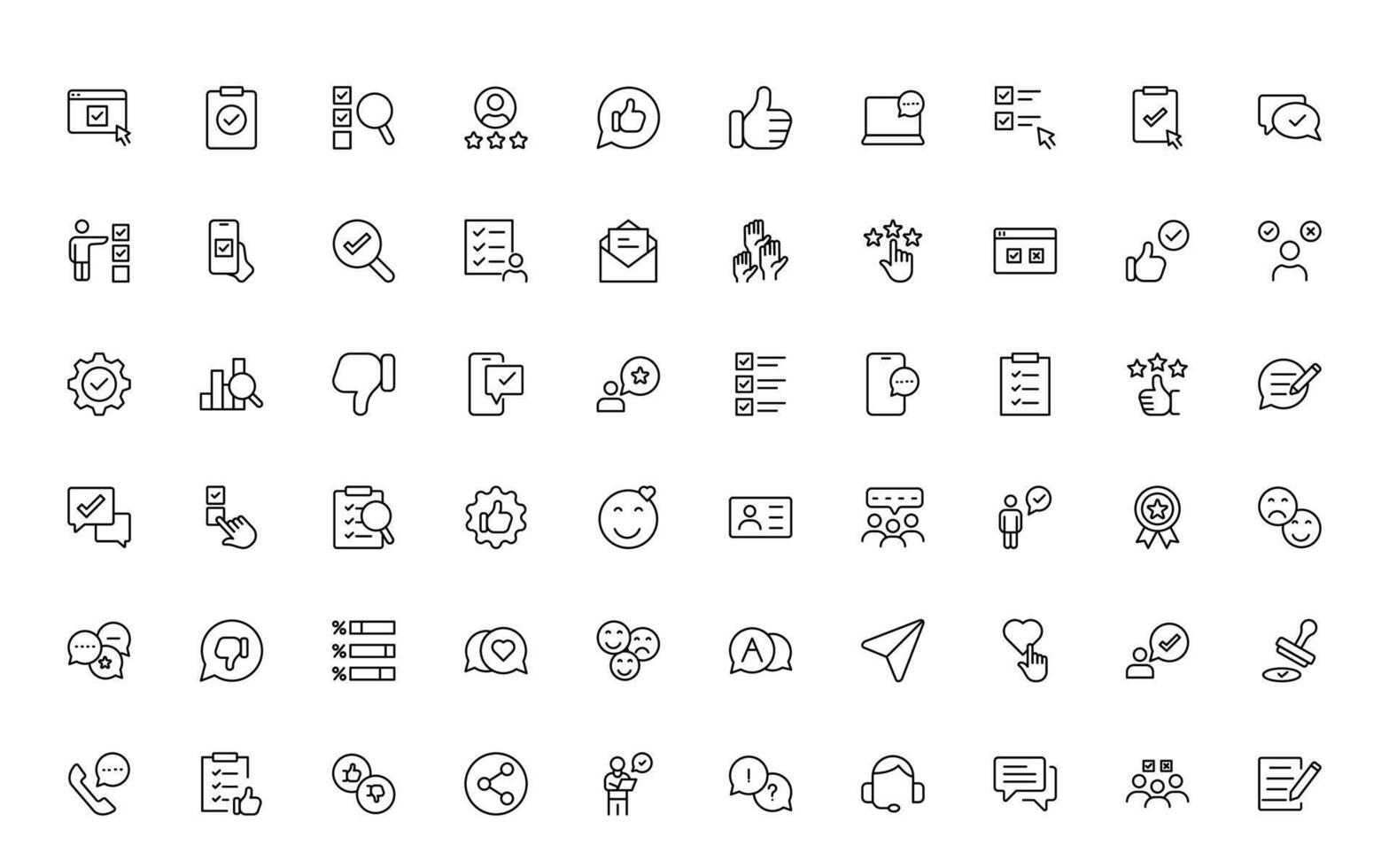 Survey feedback, testimonial, customer thin line icons. For website marketing design, logo, app, template, ui, etc vector