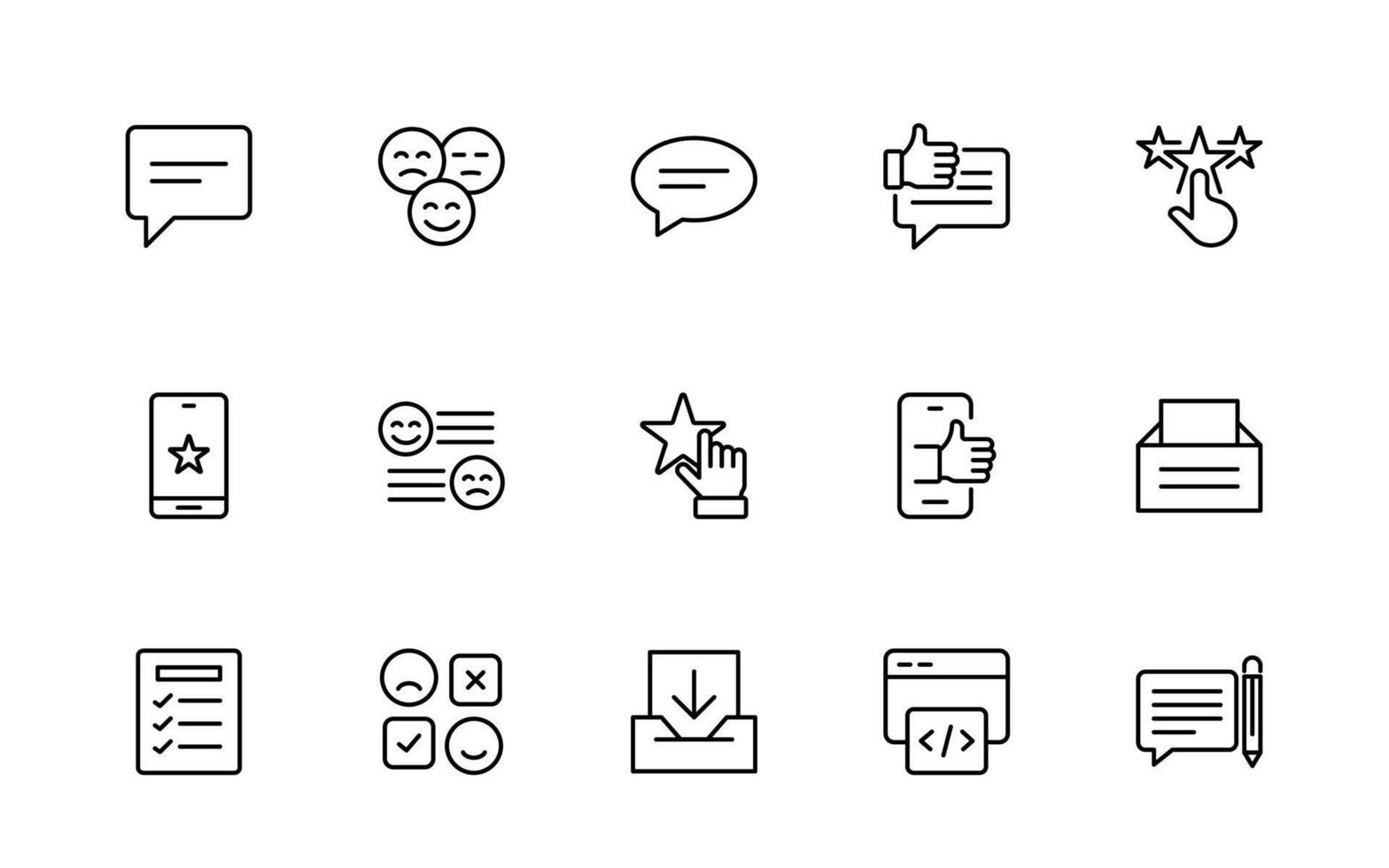 Survey feedback,customer testimonial thin line icons. For website marketing design, logo, app, template, ui, etc. vector