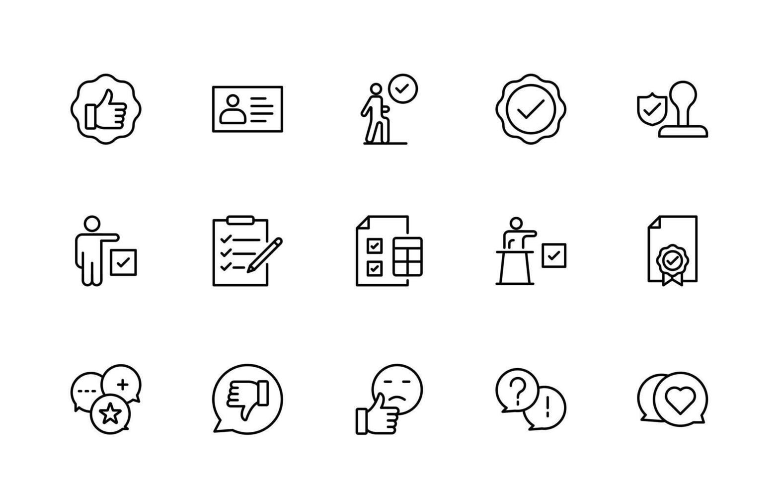 Survey feedback, testimonial, customer outline icons. For website marketing design, logo, app, template, ui, etc. vector