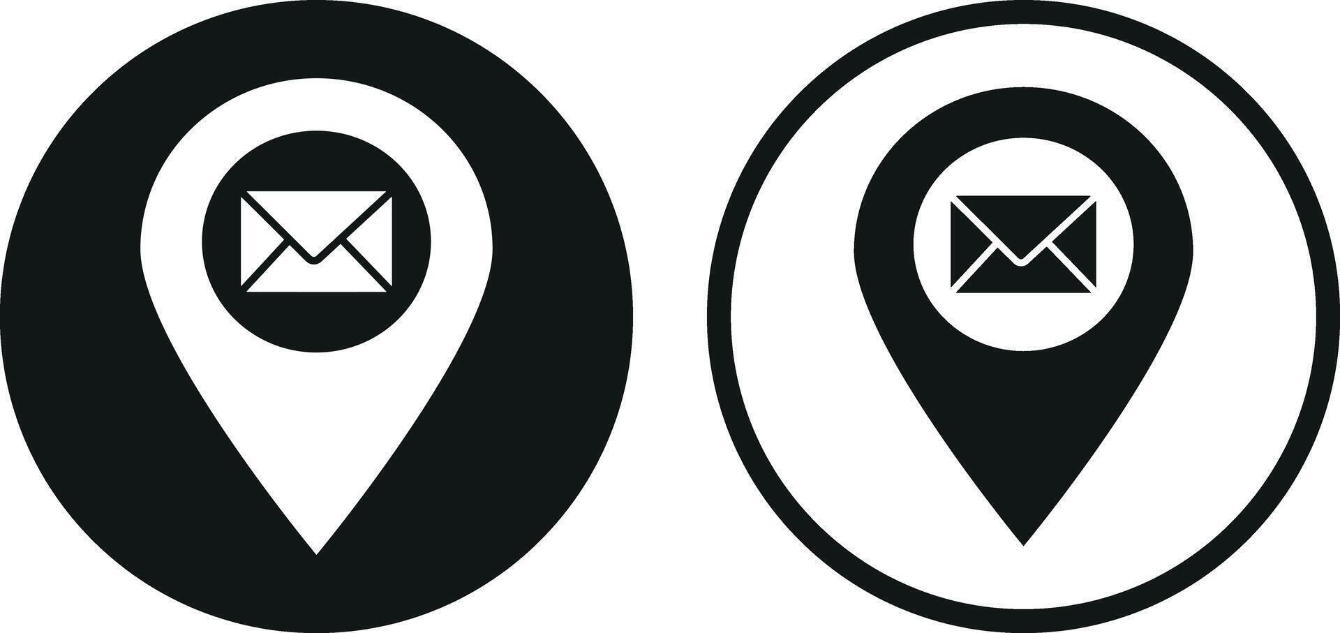 map pointer with mail icon set in two styles . Mail location icon . illustration vector