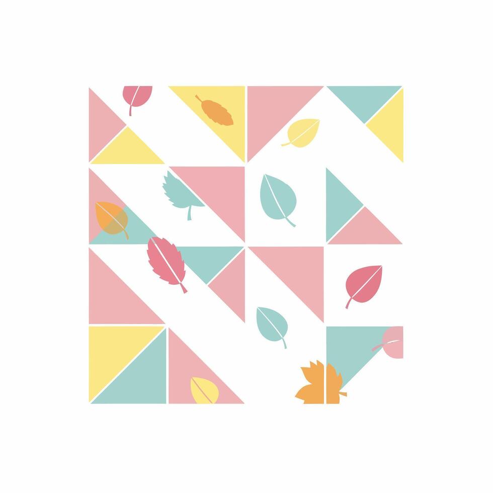 Abstract Autumnal Leaf Pattern with Pastel Triangles vector