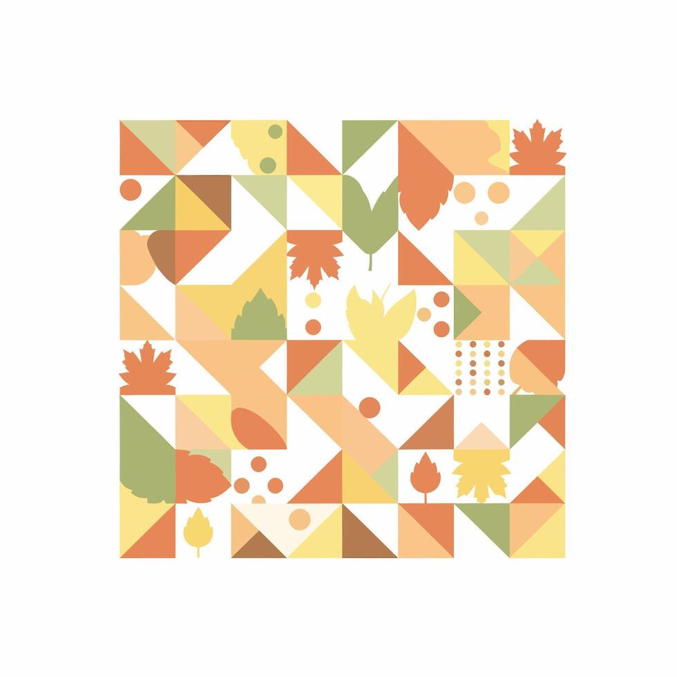 Abstract Autumnal Pattern with Leaves and Triangles vector
