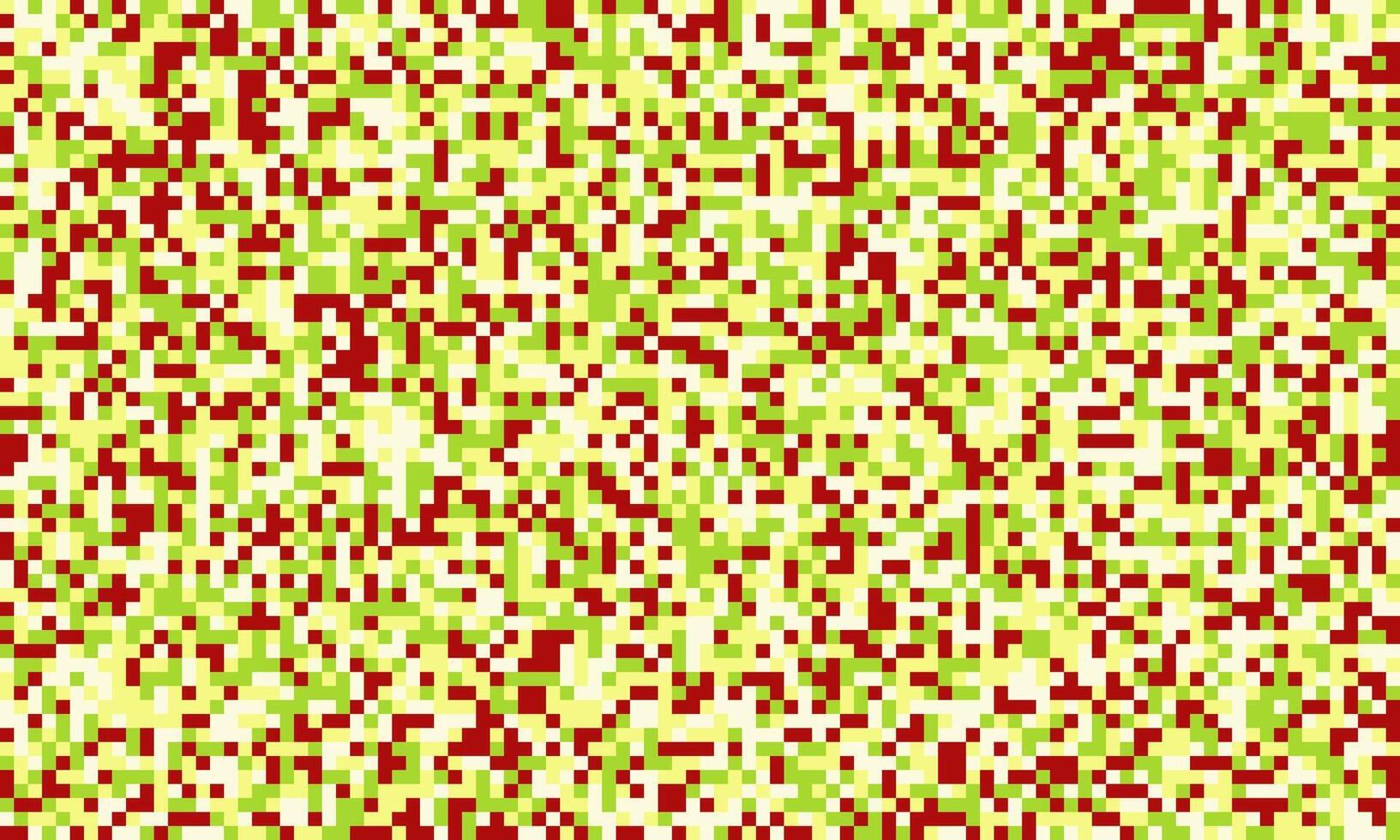 Abstract pixel art background. Vibrant red, yellow, and green squares create a dynamic, energetic texture perfect for website backgrounds, presentations, or textile designs. vector