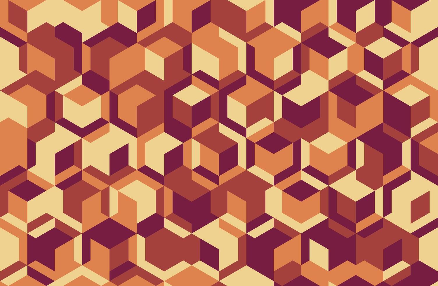 Abstract geometric seamless pattern. Intricate design of interlocking cubes in earthy tones creates a visually captivating texture. vector
