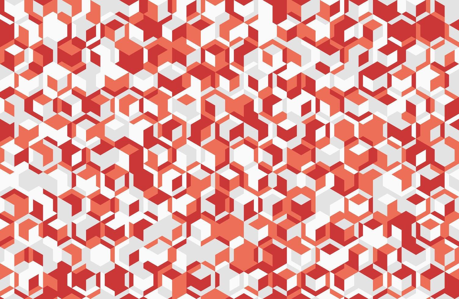 Abstract geometric pattern. Red and white cube mosaic. Modern, dynamic design ideal for backgrounds, textiles, or website design. Represents energy, complexity, or technology. vector