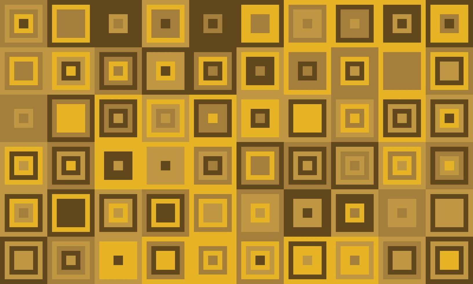Abstract geometric pattern featuring a mosaic of nested squares in warm gold and brown tones. vector