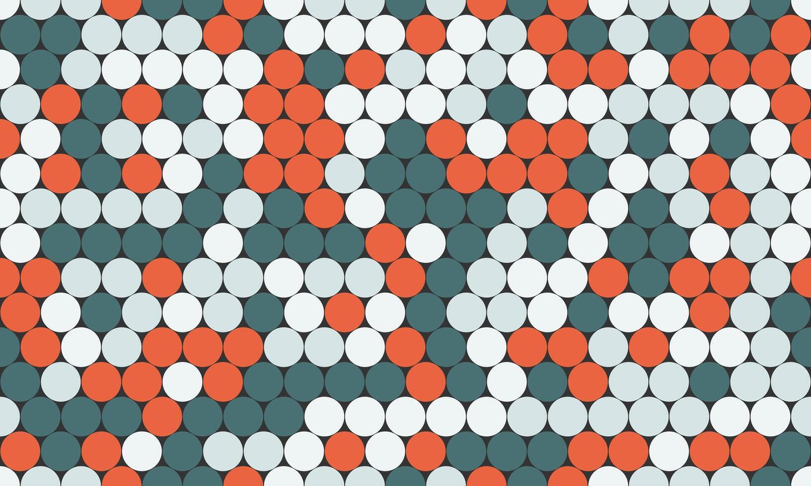Abstract geometric pattern of overlapping circles in red, white, and teal. Perfect for backgrounds, website designs, or textile prints. vector
