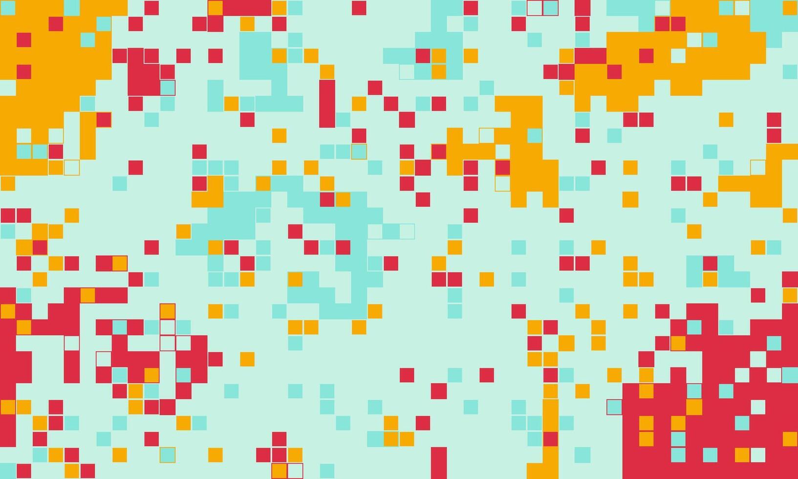 Abstract pixel art background with vibrant teal, red, and orange hues. Perfect for tech, digital, or modern design projects. Evokes feelings of energy, data flow, or connectivity. vector