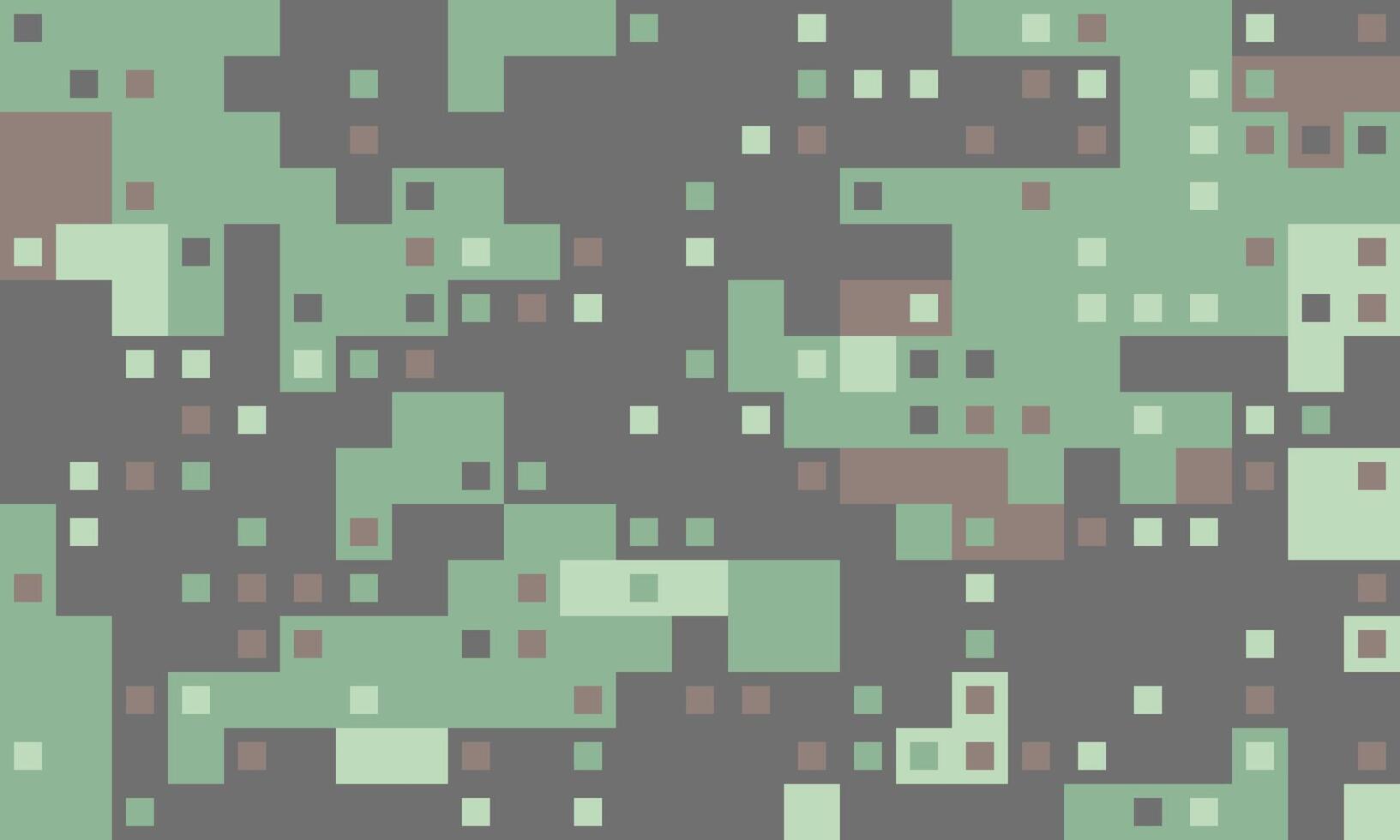 Abstract pixel art background. Muted green, brown grey squares create a dynamic, modern texture. Ideal for website banners, app design, or tech presentations. vector