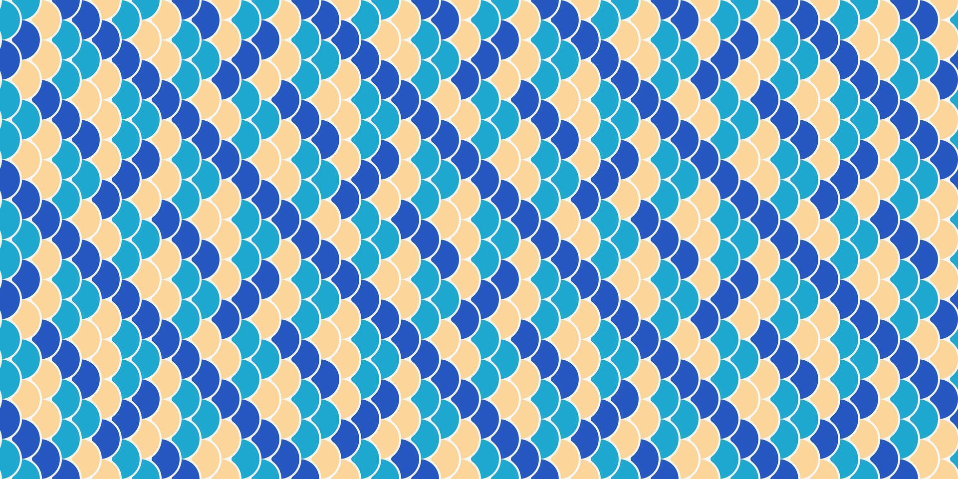 Vibrant seamless pattern of interlocking semicircles in teal and peach. Ideal for textile design, wallpaper, website backgrounds, and packaging. vector