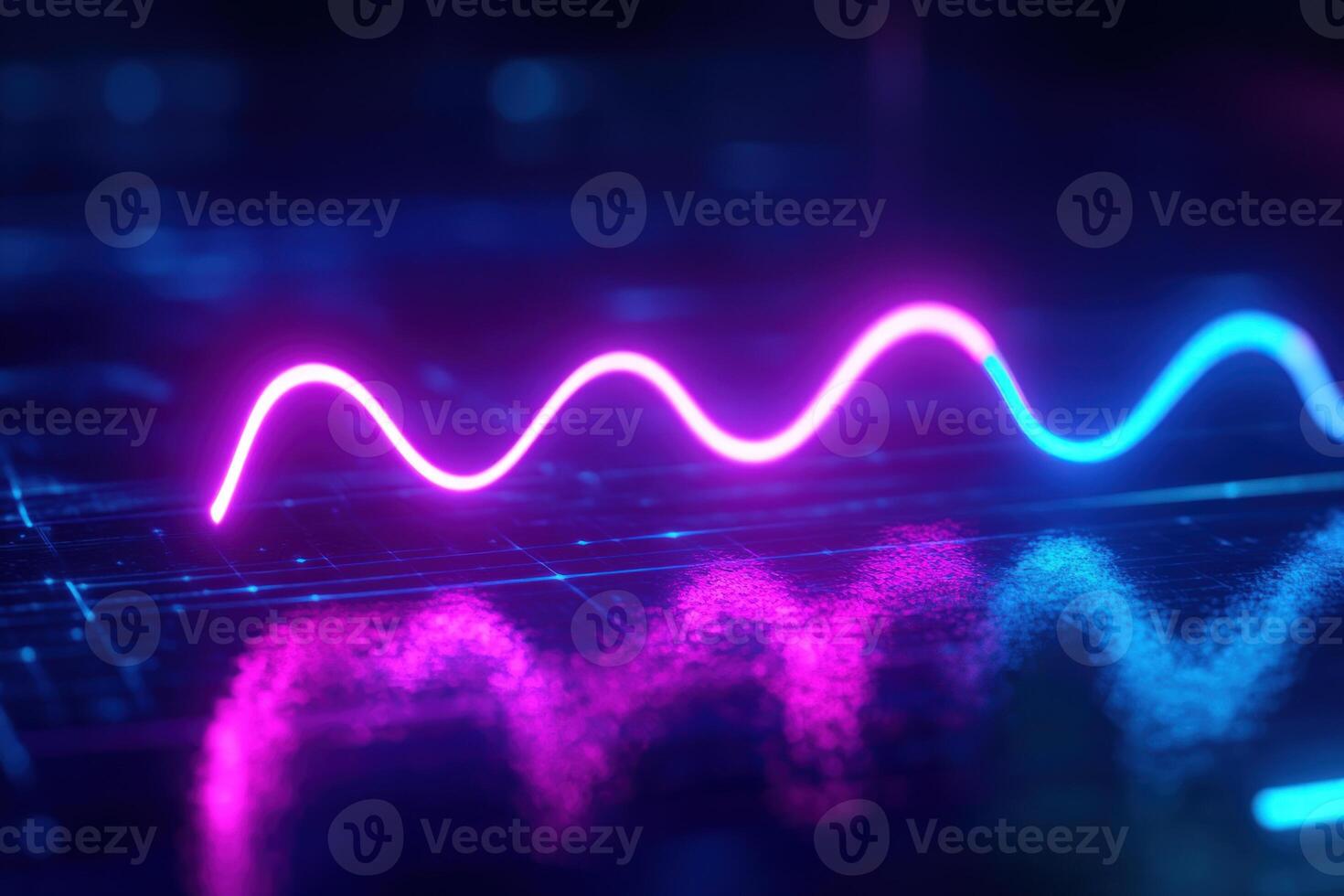 Neon graph rising, digital background, data visualization, tech concept photo
