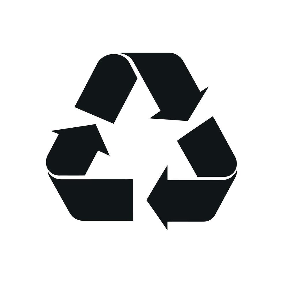Black recycle symbol made with three arrows forming triangular loop shape icon vector