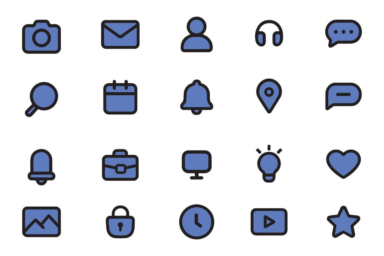 Collection of universal filled outline icons for web and mobile user interface design vector