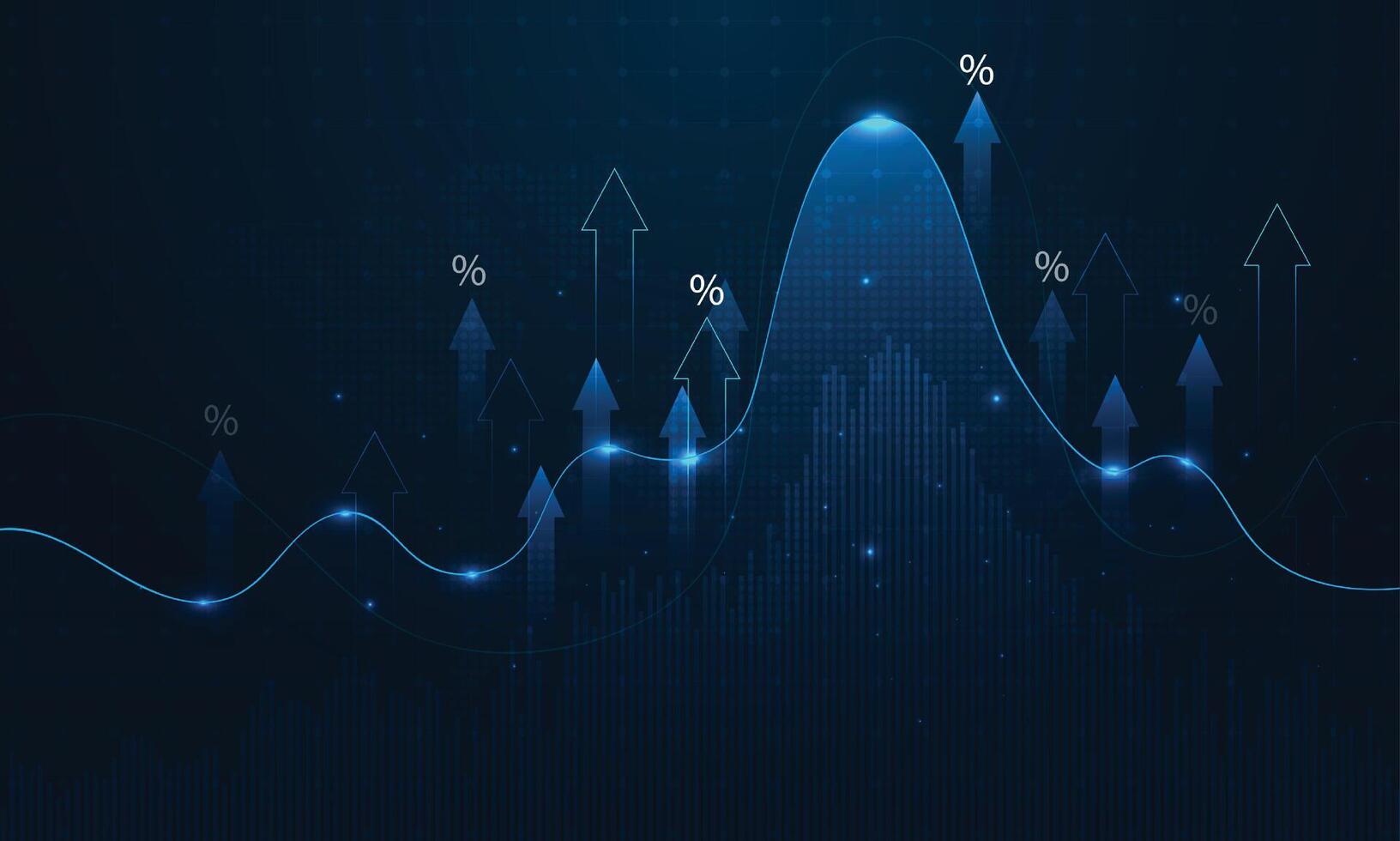 Graph showing rising data trends vector