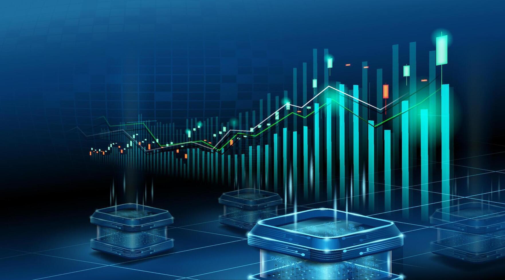 Data analytics growth chart illustration vector