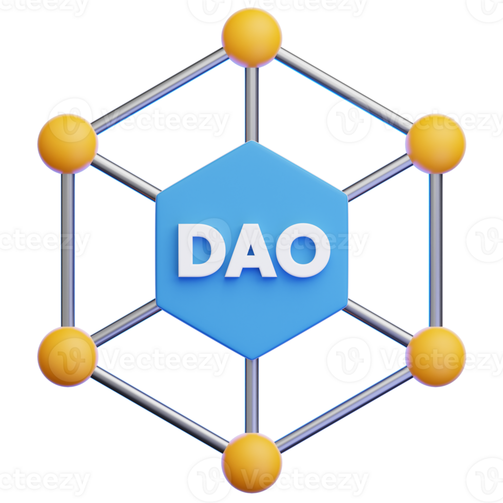 A futuristic DAO, Decentralized Autonomous Organization, conceptual art featuring the abstract representation of the interconnected nodes and the underlying structures of digital decentralization. png