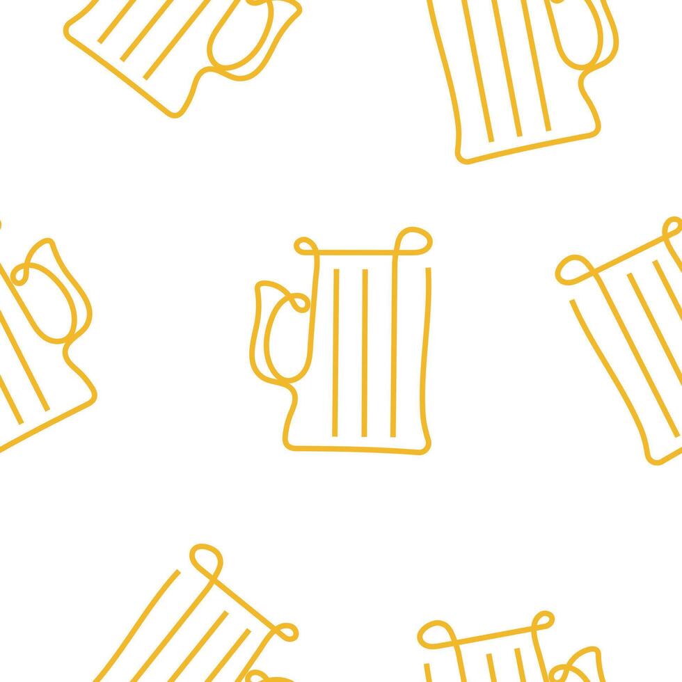seamless pattern with rectangular beer glasses in line art style drawn with several yellow lines, for packaging, textiles or websites vector
