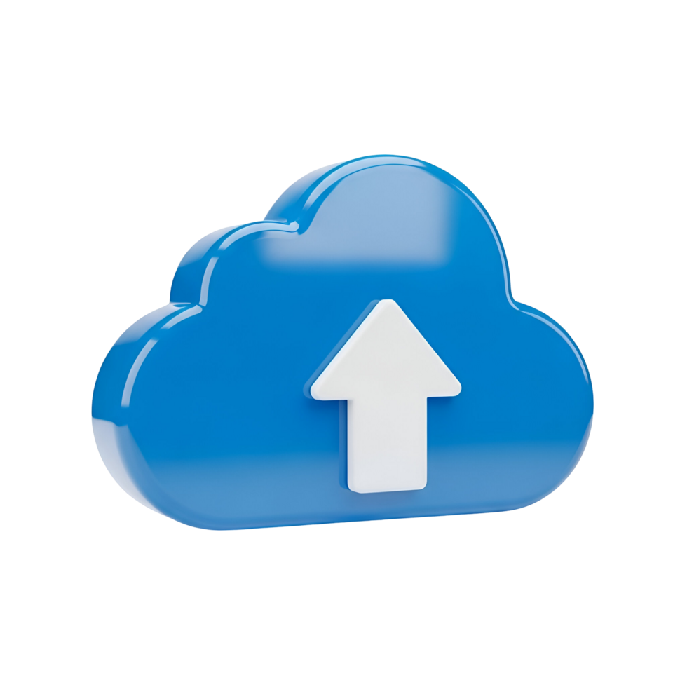 Cloud storage upload data backup service technology computing network connection online on transparent background png