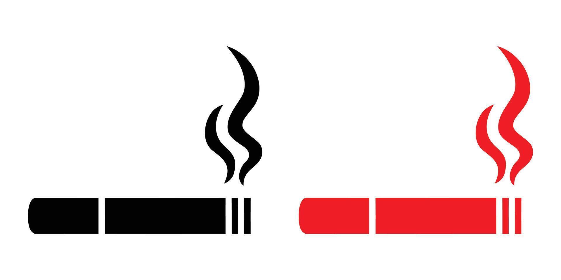 Smoking Cigarette Icon Set Black and Red Variations Simple Design for No Smoking Signs and Health Campaigns vector