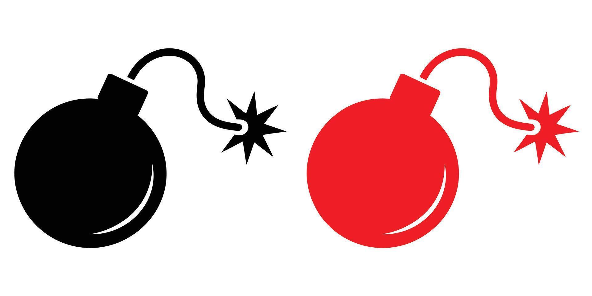 A Pair of Simple Bomb Icons Black and Red Exploding Design Elements vector