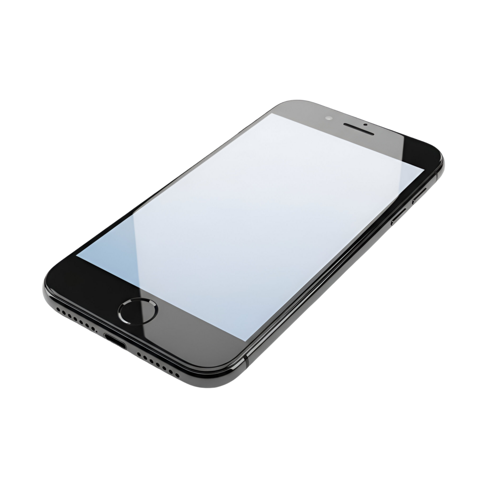 Stock photo of a sleek smartphone device for mobile app and website design template use on transparent background png
