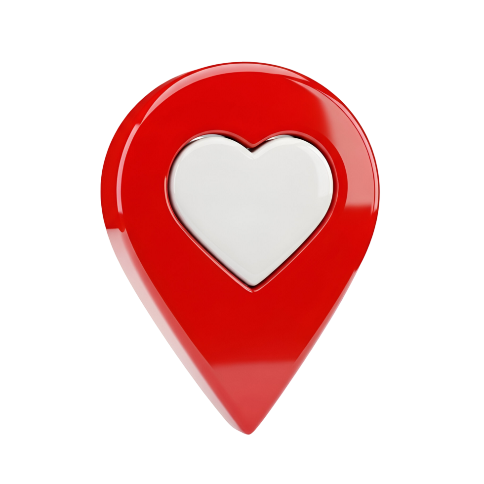 Find favorite location heart pin pointer gps navigation map route destination search icon on transparent background png