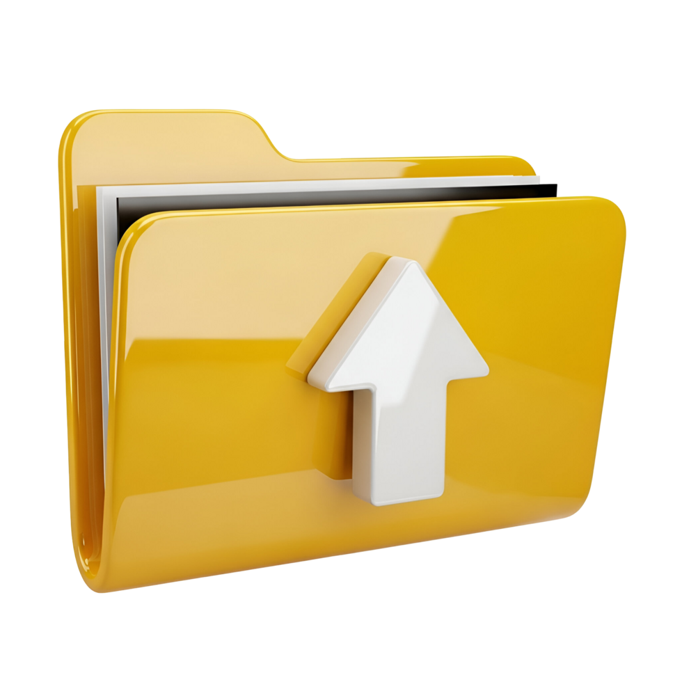 Upload file folder icon illustration graphic design element for website and application on transparent background png