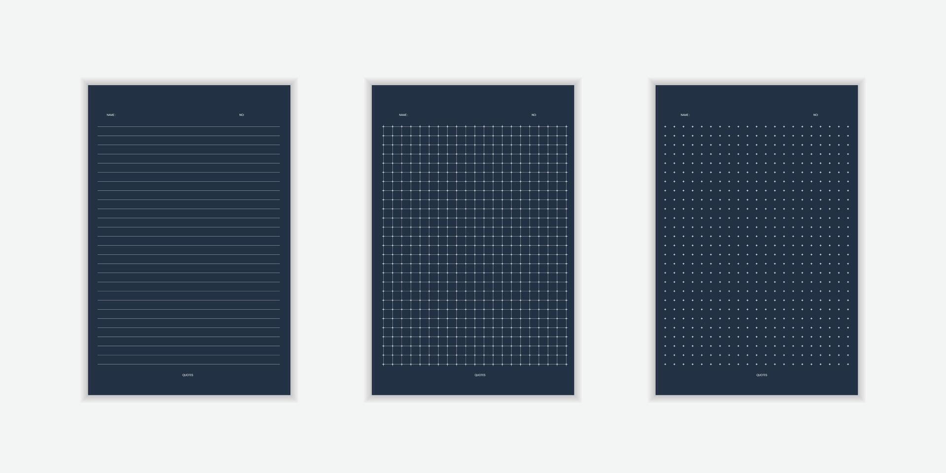 Planer page with dotted grid collection for book. Seamless checkered and line paper texture. vector
