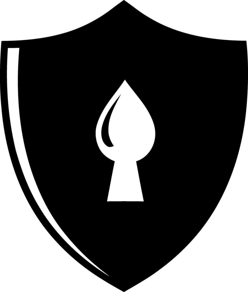 Shield with a keyhole symbol for security and protection vector