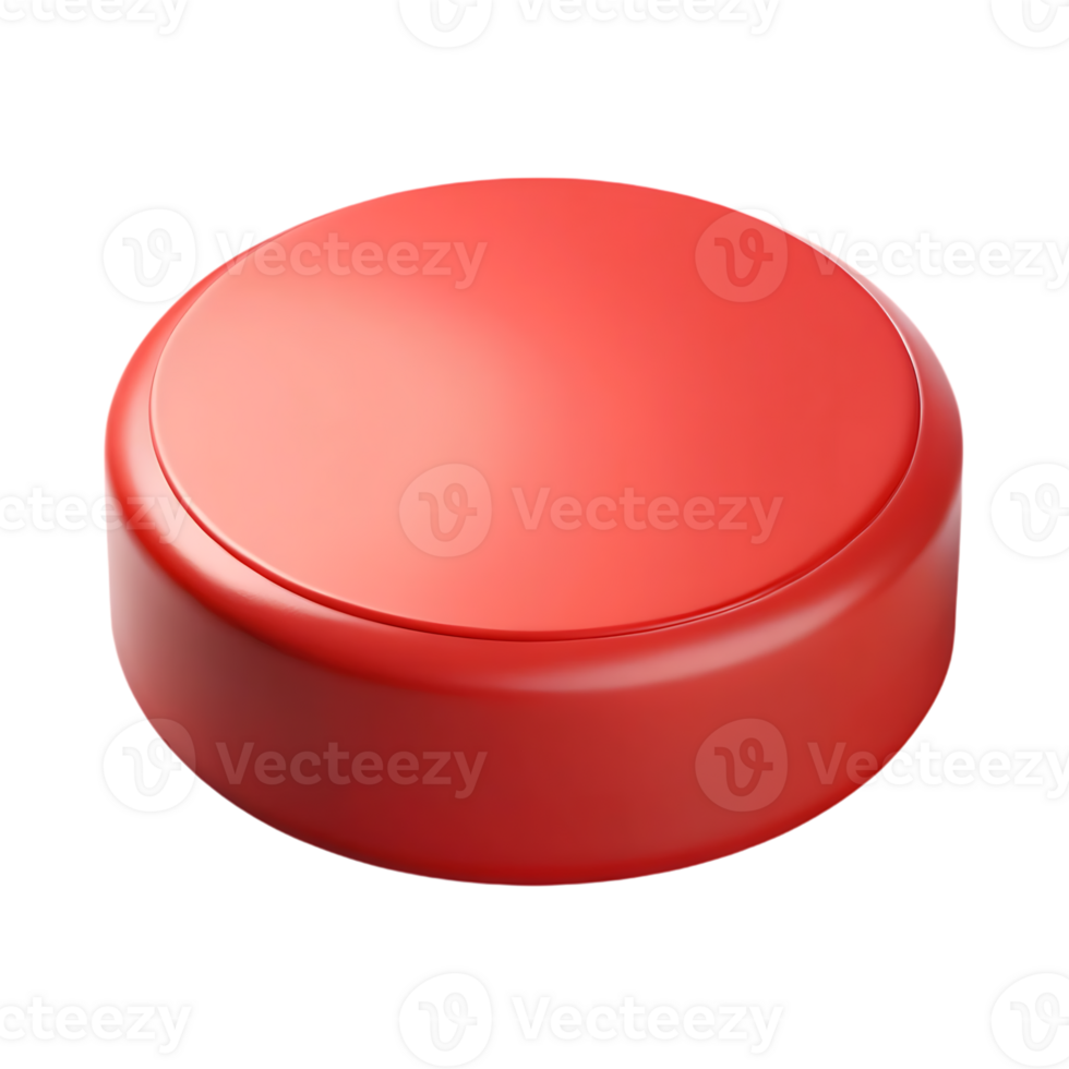 A single red round button isolated on a transparent background for design isolated on transparent background png