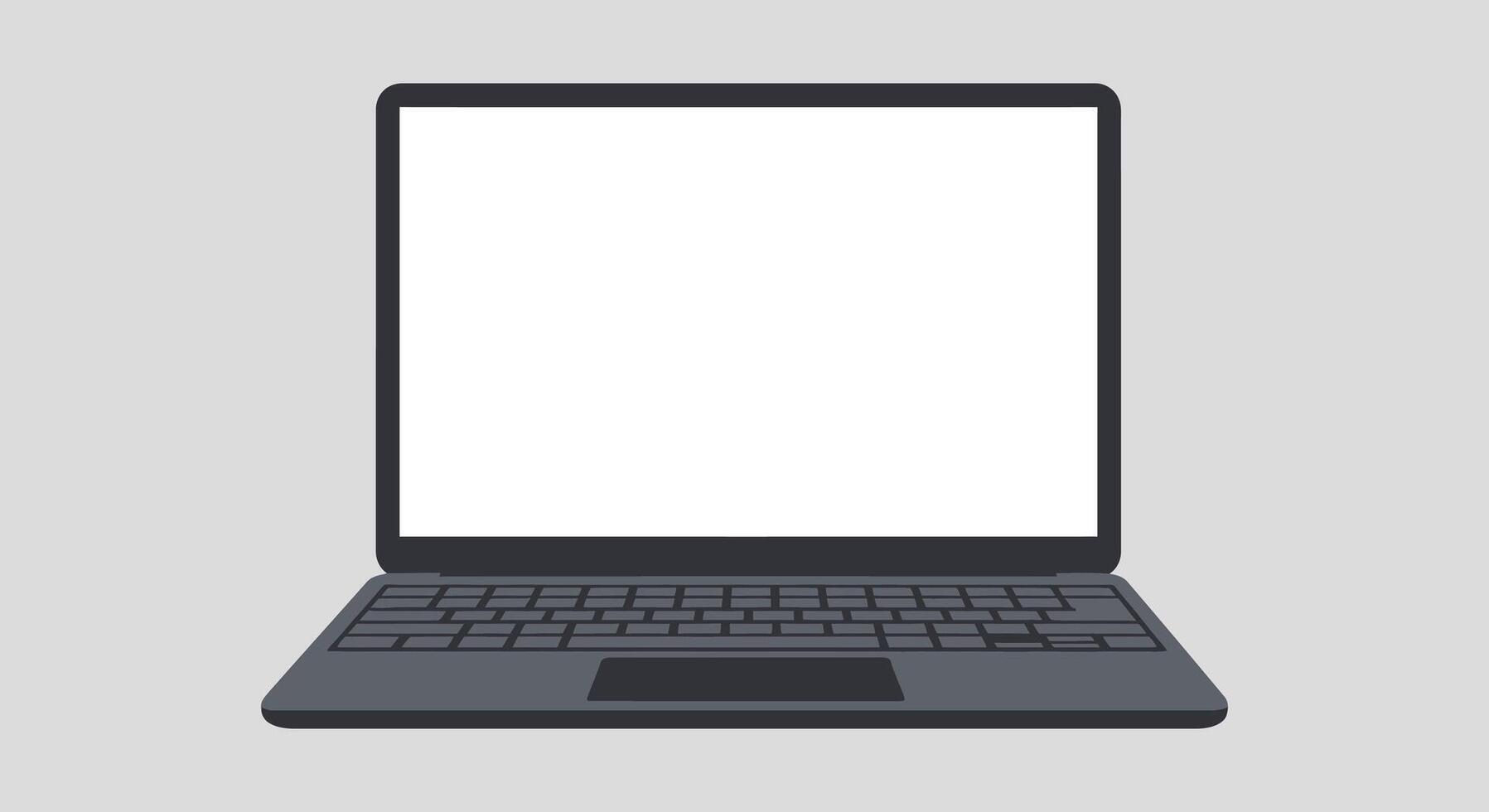 Laptop computer with blank screen on gray background vector