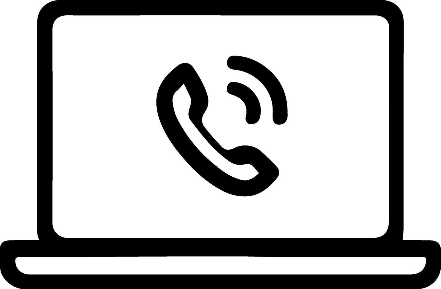 Video-calls. Communication via connection. Simple flat illustration of laptop with call icon on screen. vector